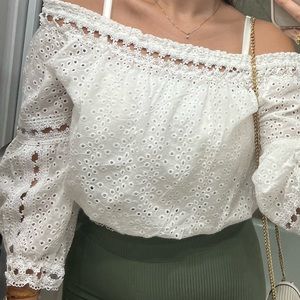 White casual lace blouse